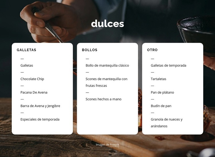 Galletas, bollos y otros Creador de sitios web HTML