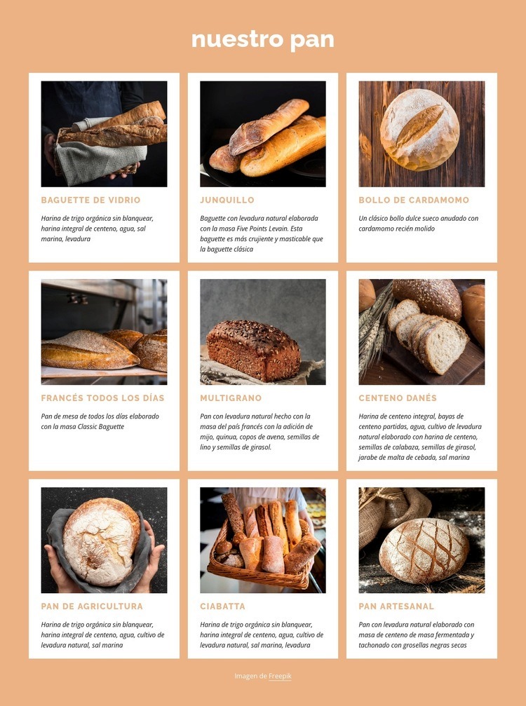 La honesta panadería de pan fresco Diseño de páginas web
