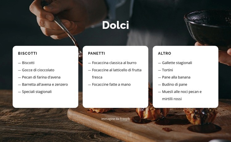 Biscotti, focaccine e altro Mockup del sito web