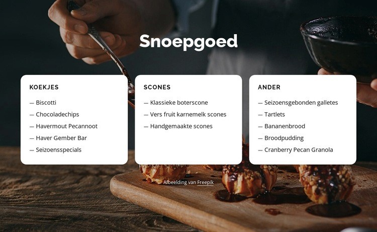 Cookies, scones en andere Website mockup
