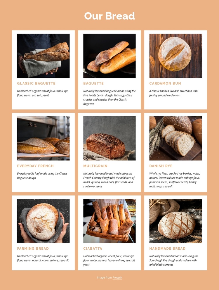 The honest fresh bread bakery One Page Template