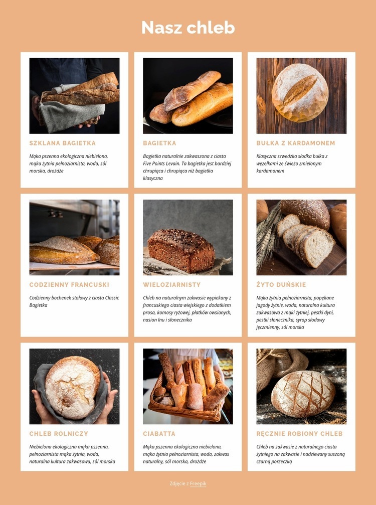 Uczciwa piekarnia świeżego chleba? Kreator witryn internetowych HTML