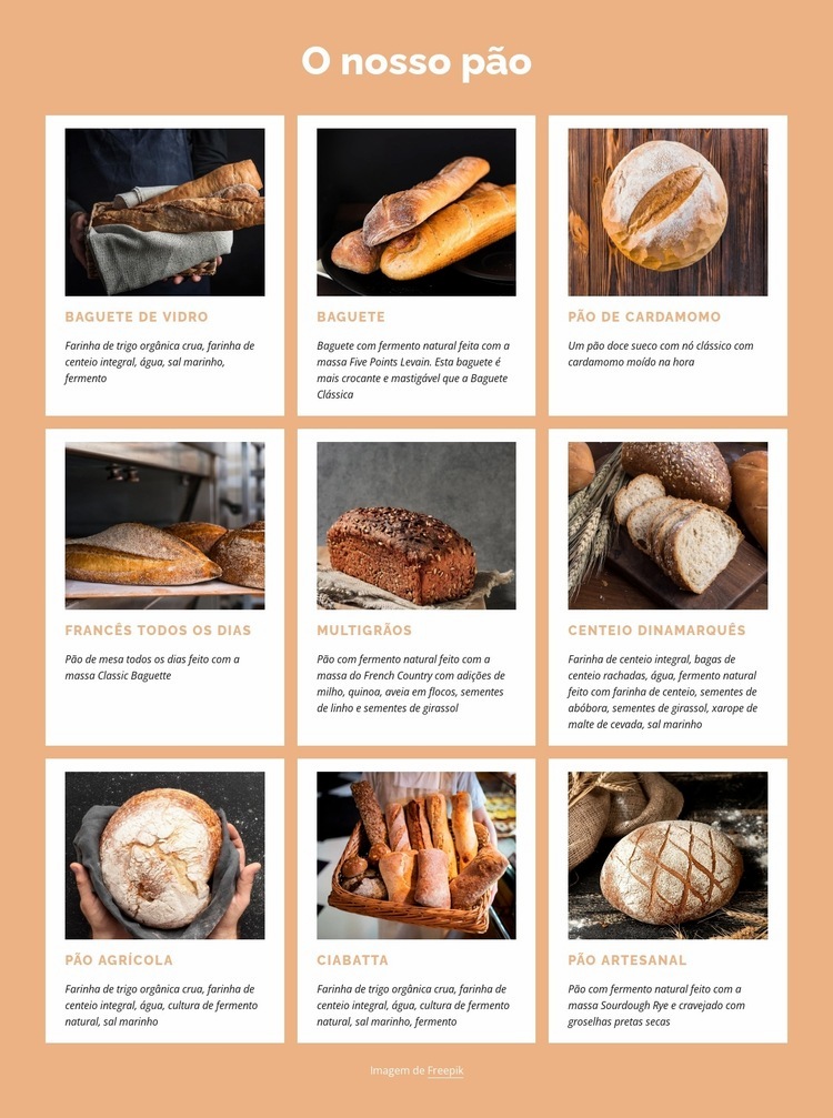 A padaria honesta do pão fresco Construtor de sites HTML
