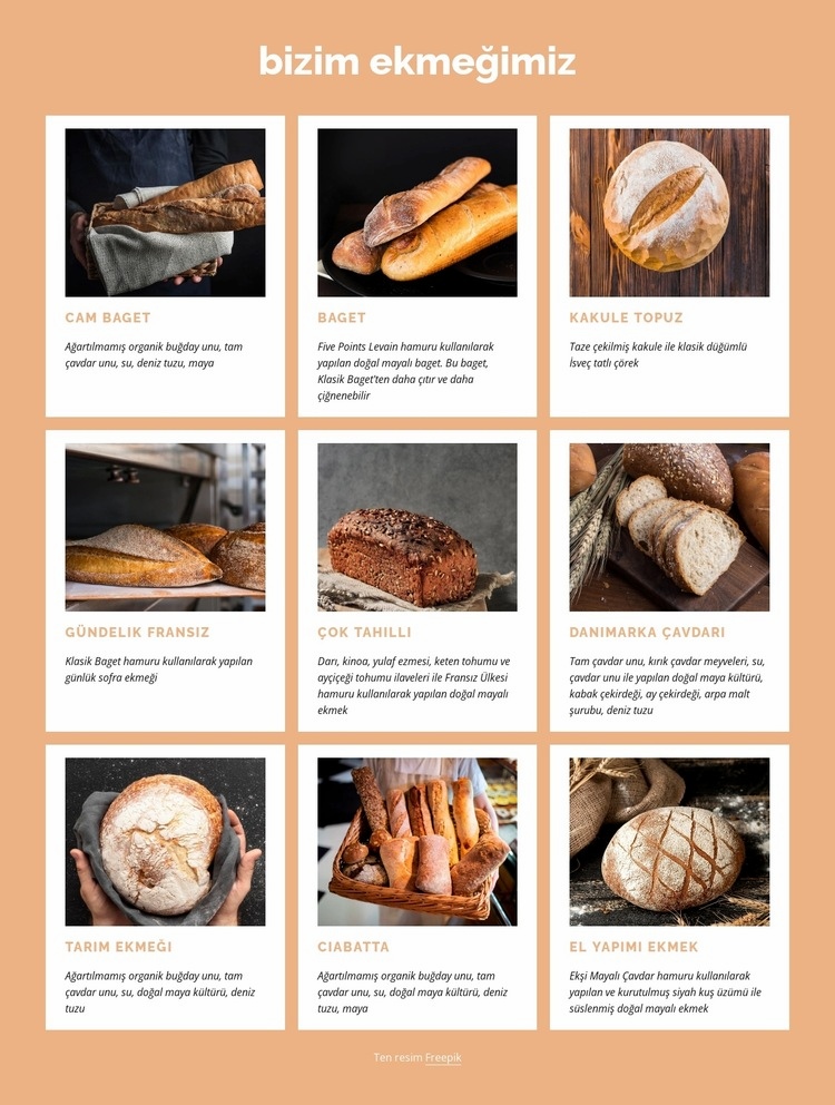 Dürüst taze ekmek fırını Html Web Sitesi Oluşturucu