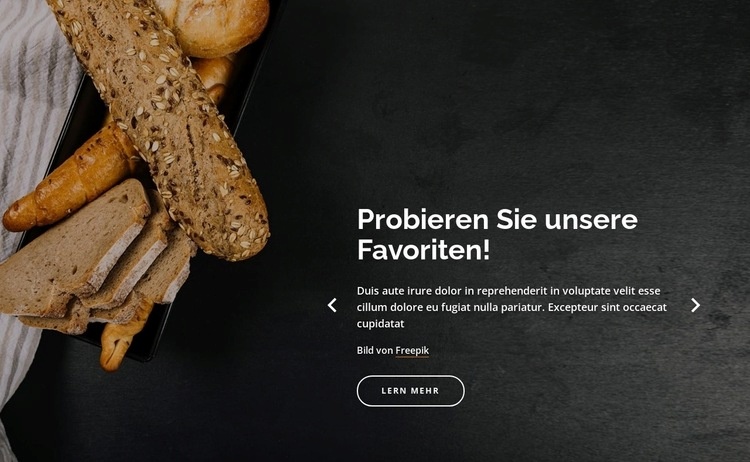 Glutenfreie Bio-Brot Website-Modell
