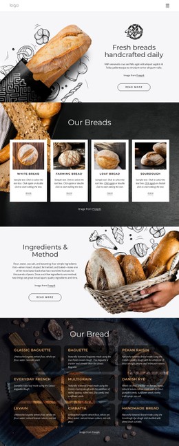 Fresh Bread Handcrafted Every Day Template HTML CSS Responsive