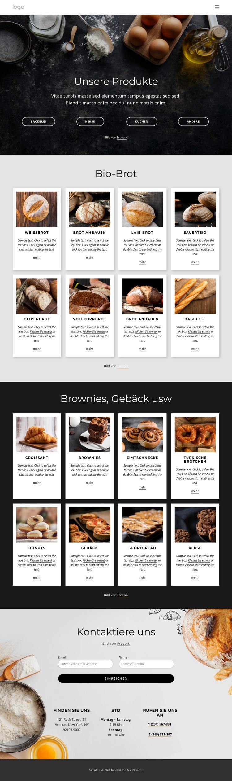 Bio-Brot-Menü HTML-Vorlage