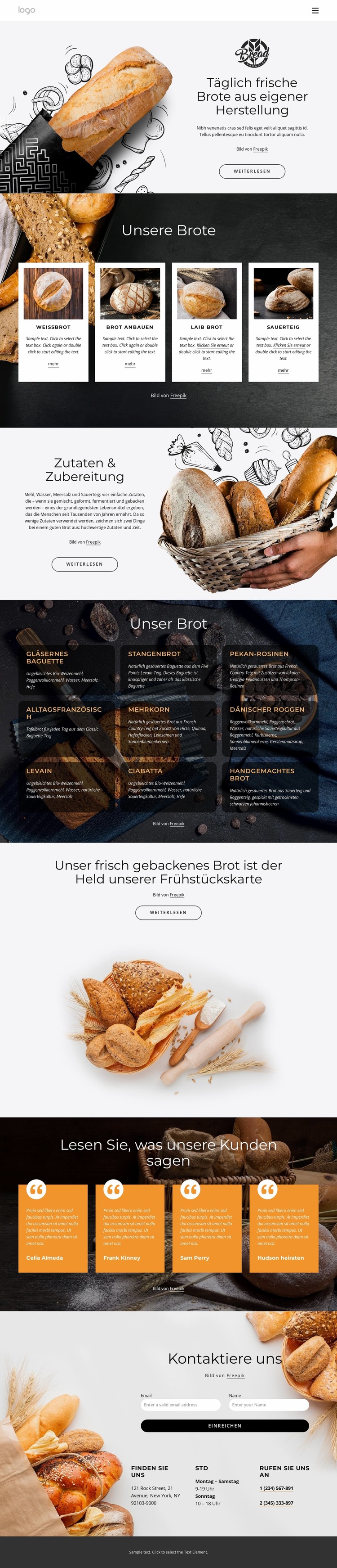 Täglich frisches Brot in Handarbeit Joomla Vorlage