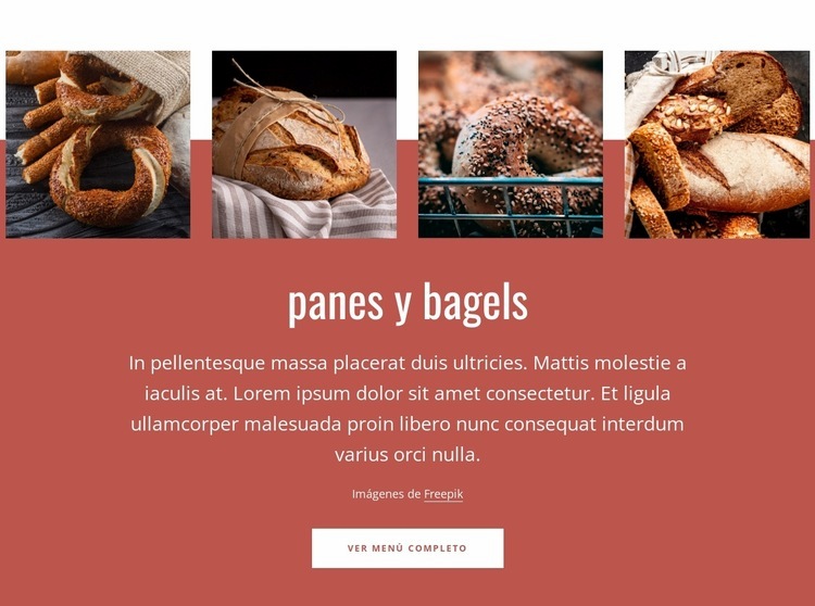 panes y bagels Maqueta de sitio web