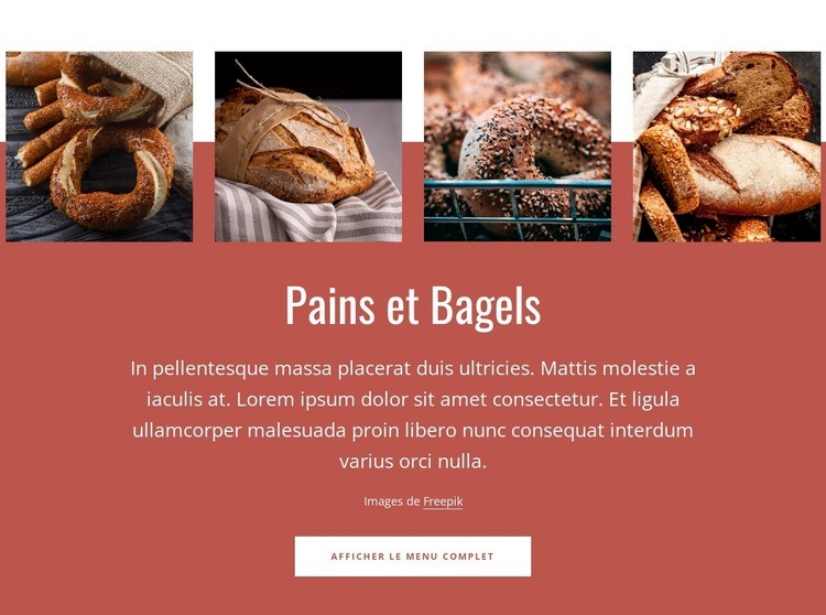 Pains et bagels Créateur de site Web HTML