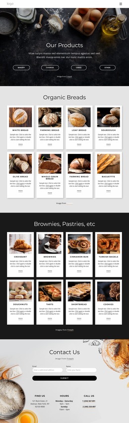 Organic Bread Menu - Website Creator HTML