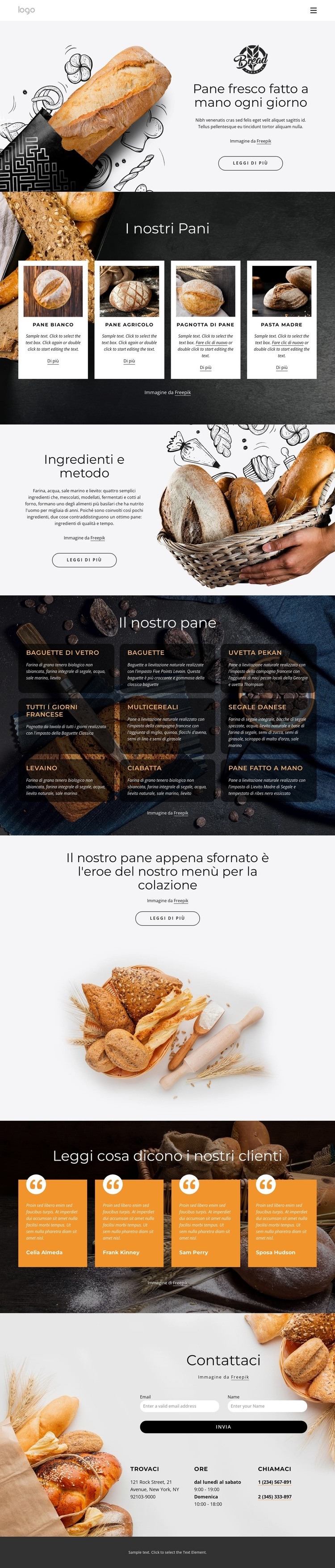 Pane fresco prodotto artigianalmente ogni giorno Progettazione di siti web