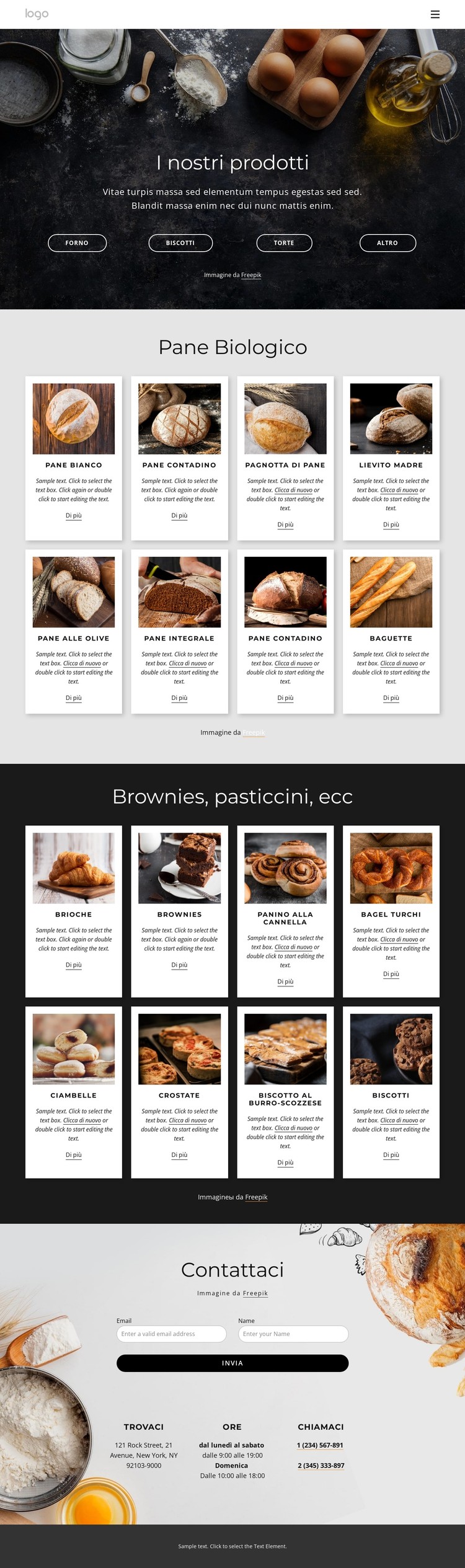 Menù pane biologico Modello CSS