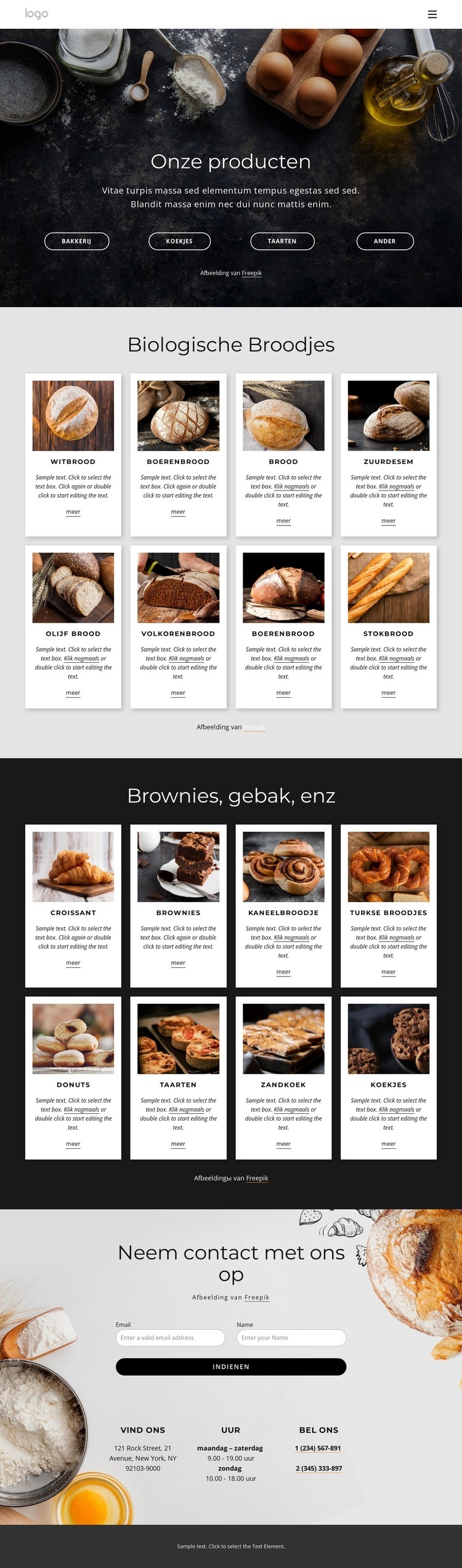 Bio brood menu Html Website Builder