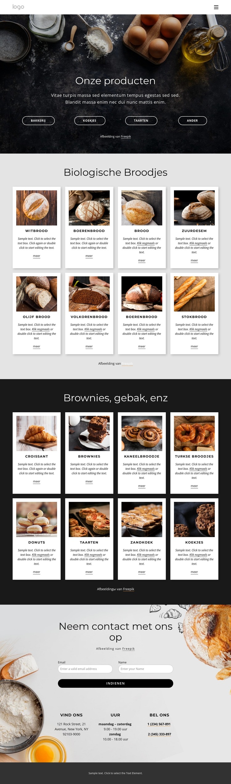 Bio brood menu Website sjabloon