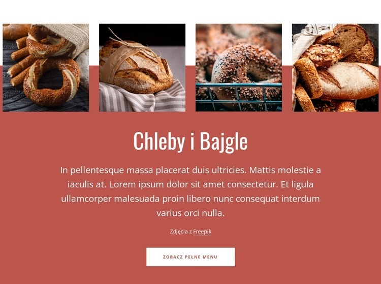 Chleby i bajgle Makieta strony internetowej