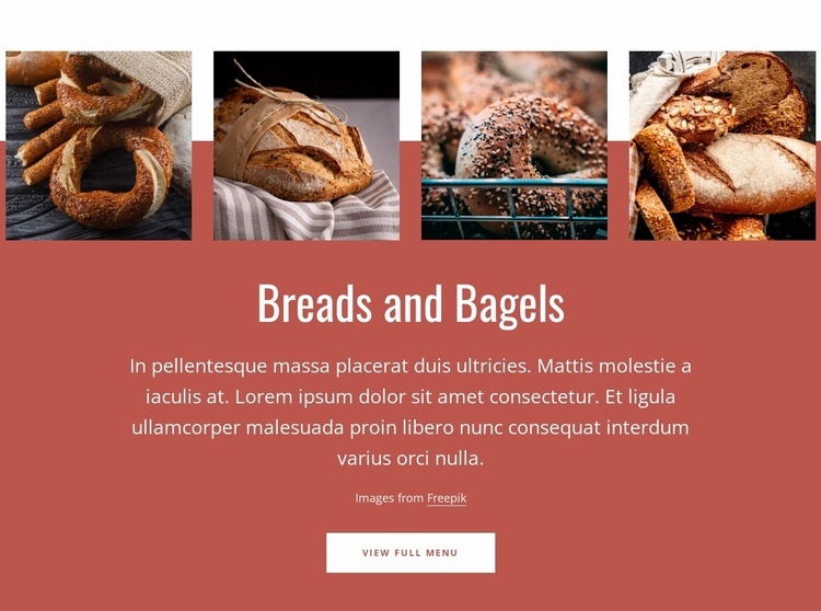 Bröd och bagels Html webbplatsbyggare
