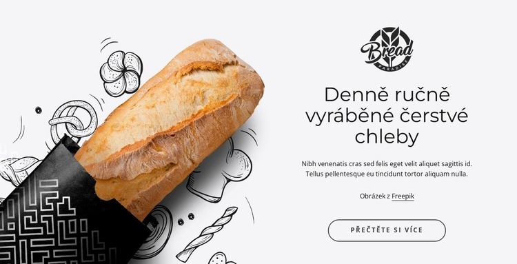 Horký čerstvý chléb Šablona webové stránky