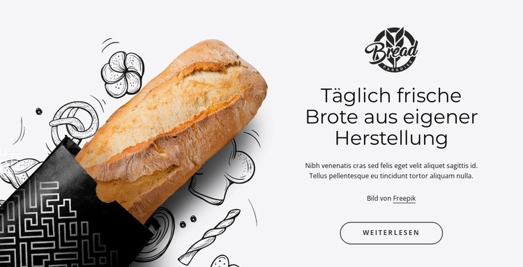 Heißes frisches Brot HTML-Vorlage