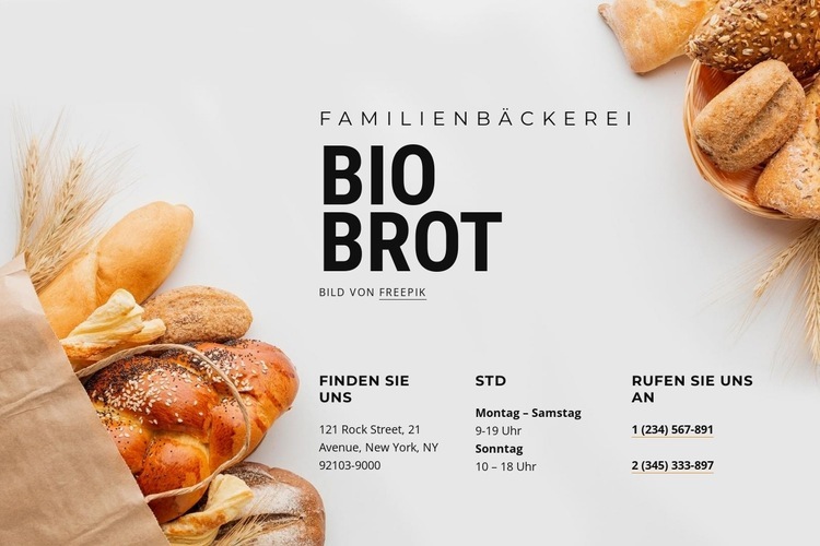 Familienbäckerei Website-Modell