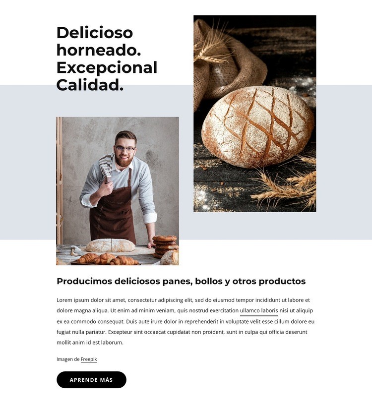 Panes, galletas, pasteles Maqueta de sitio web