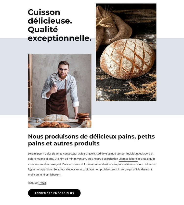 Pains, biscuits, gâteaux Maquette de site Web