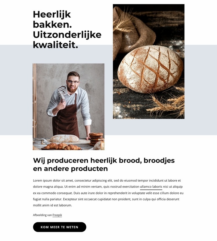 Brood, koekjes, cakes Website ontwerp