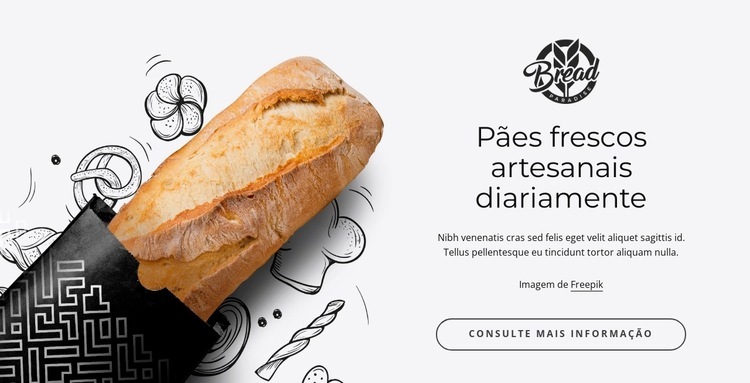 pão fresco quente Landing Page