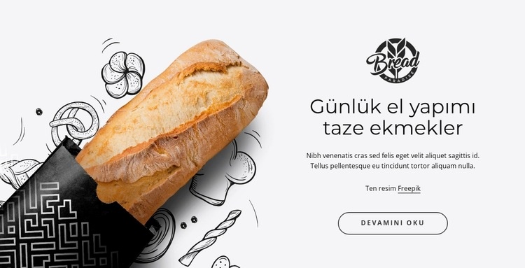 Sıcak taze ekmek Web Sitesi Mockup'ı