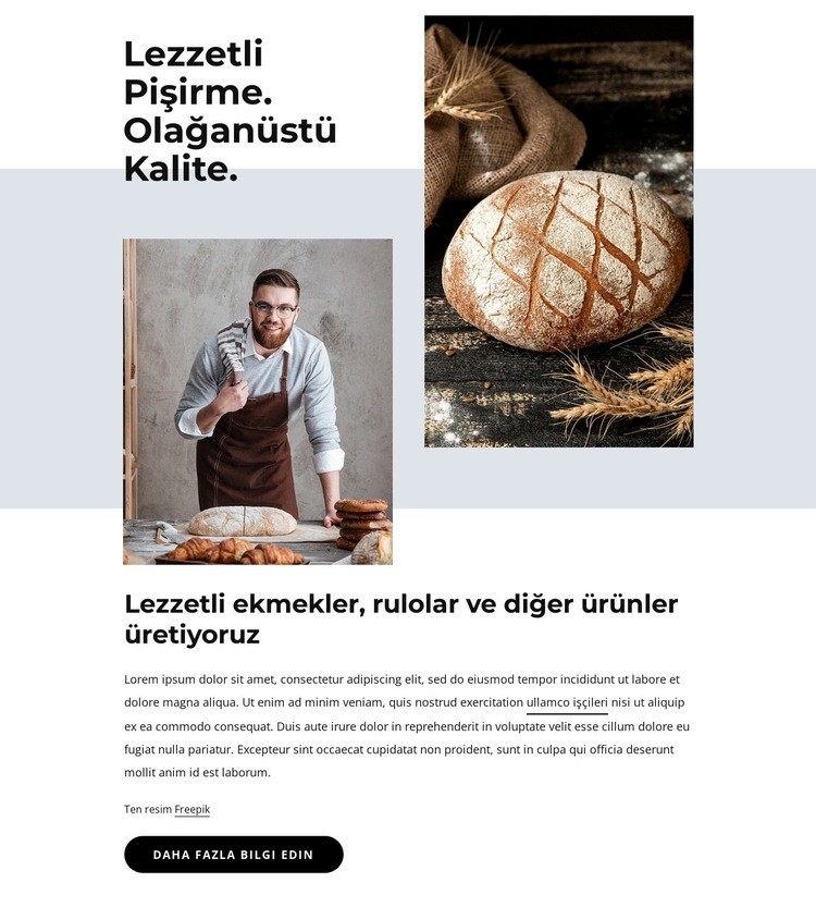 Ekmekler, kurabiyeler, kekler Web Sitesi Mockup'ı