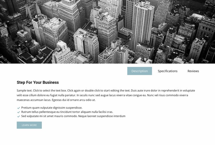 Business image and tabs Elementor Template Alternative