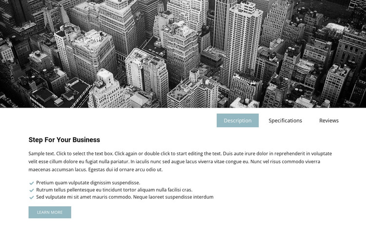 Business image and tabs HTML Template