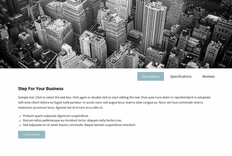 Business image and tabs Html Website Builder