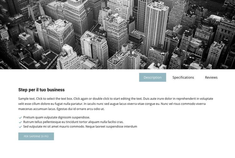 Immagine aziendale e schede Modelli di Website Builder