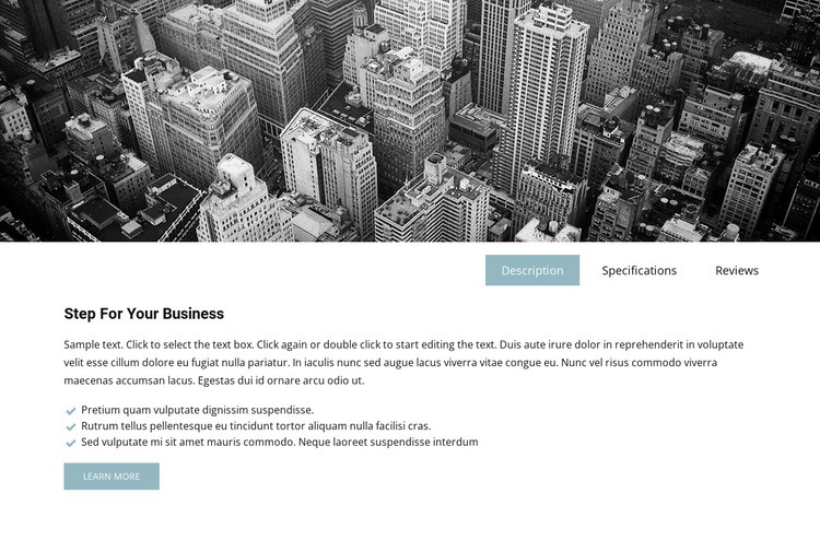 Business image and tabs Web Page Design