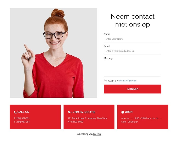 Contactformulier en adres HTML-sjabloon