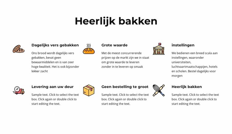 Handgemaakte broden en gebakken producten Website ontwerp