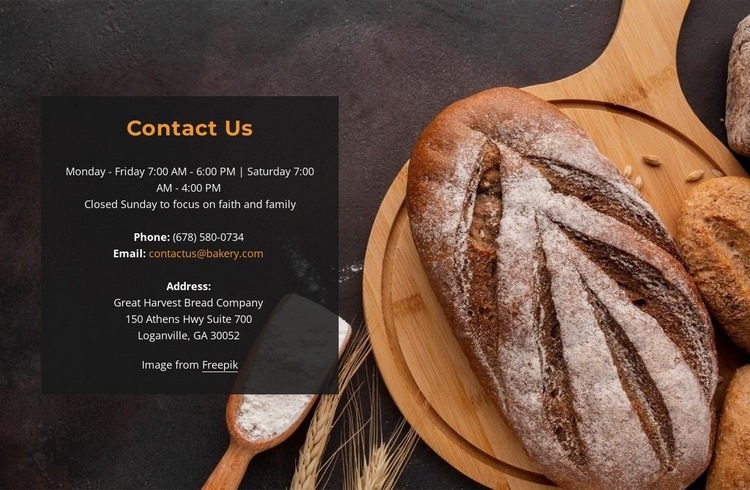 Delicious baking Web Page Design