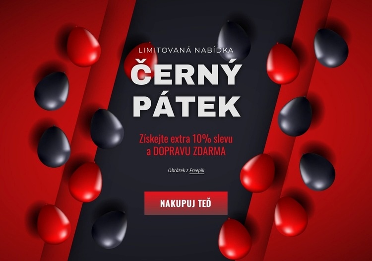 Černý pátek banner s balónky Šablona