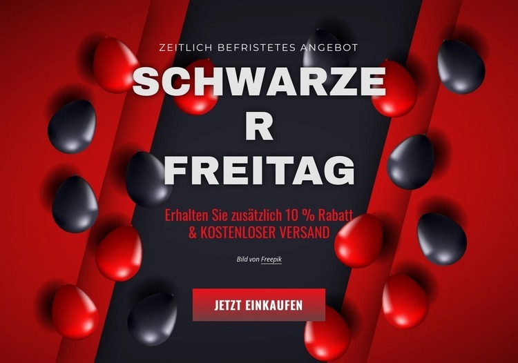 Schwarzer freitag-banner mit luftballons Website-Modell