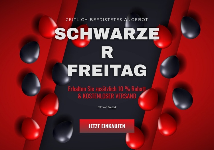 Schwarzer freitag-banner mit luftballons Website-Vorlage
