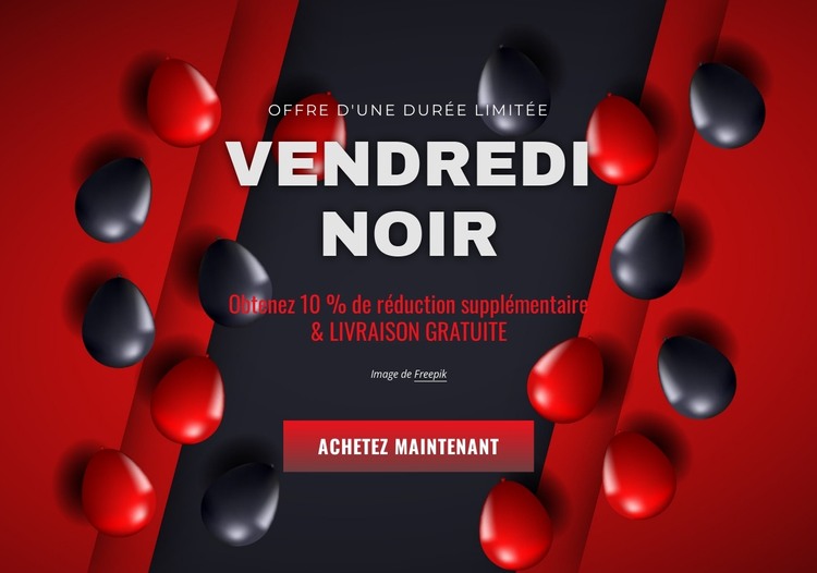 Bannière du vendredi noir avec des ballons Modèle HTML