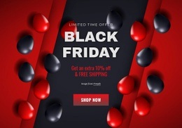Black Friday Banner With Balloons - Customizable Professional Html Code