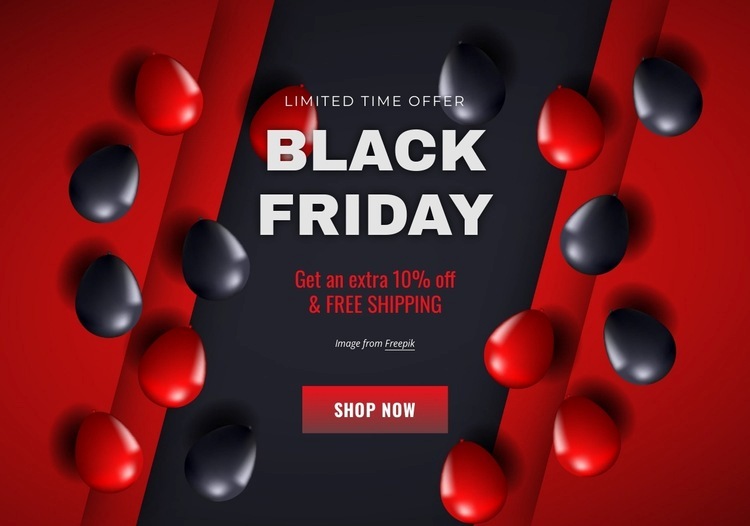 Black friday banner with balloons Html Code Example