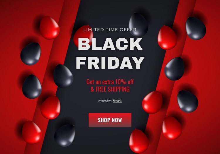 Black friday banner with balloons HTML Template