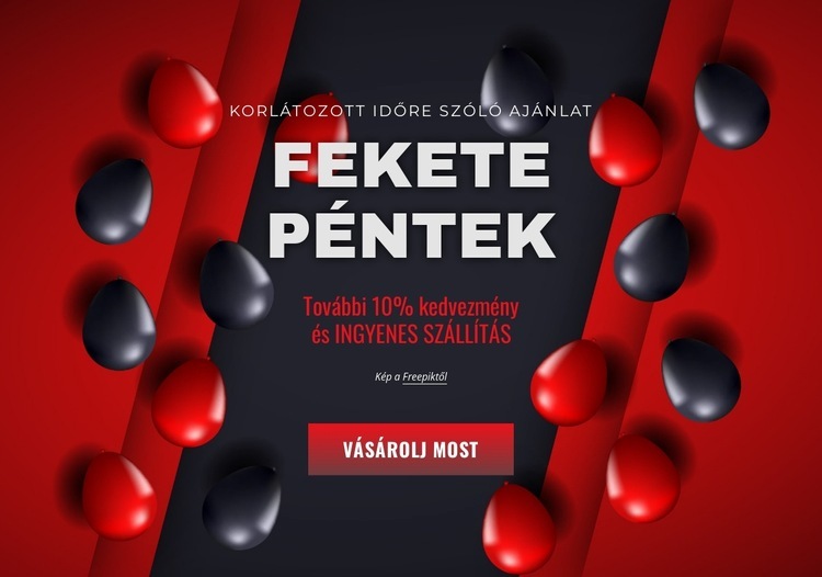 Fekete péntek banner léggömbökkel CSS sablon