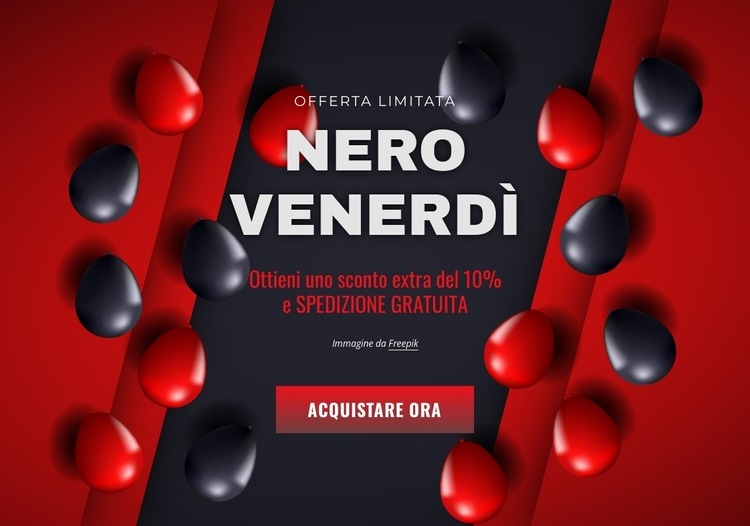 Bandiera del venerdì nero con palloncini Pagina di destinazione