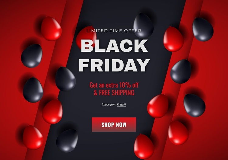 Black friday banner with balloons Joomla Template