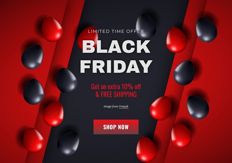 Black friday banner with balloons One Page Template