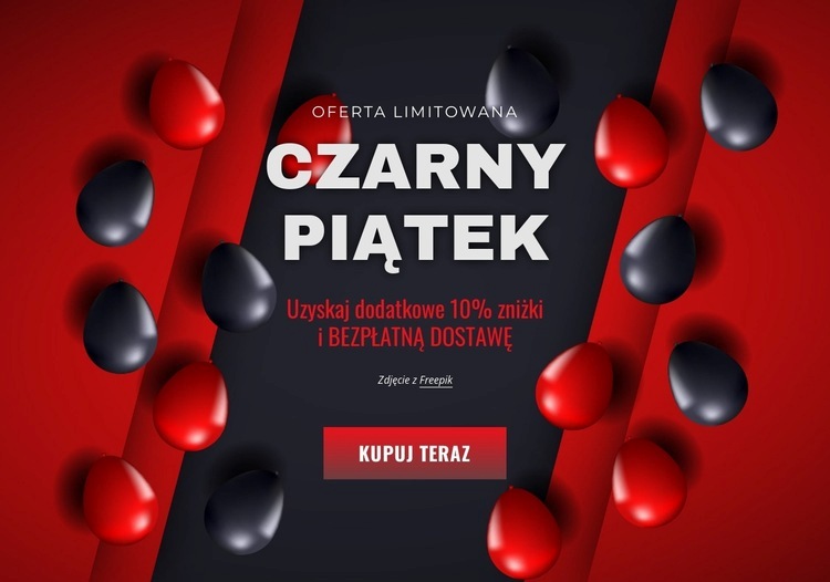 Czarny piątek transparent z balonami Kreator witryn internetowych HTML